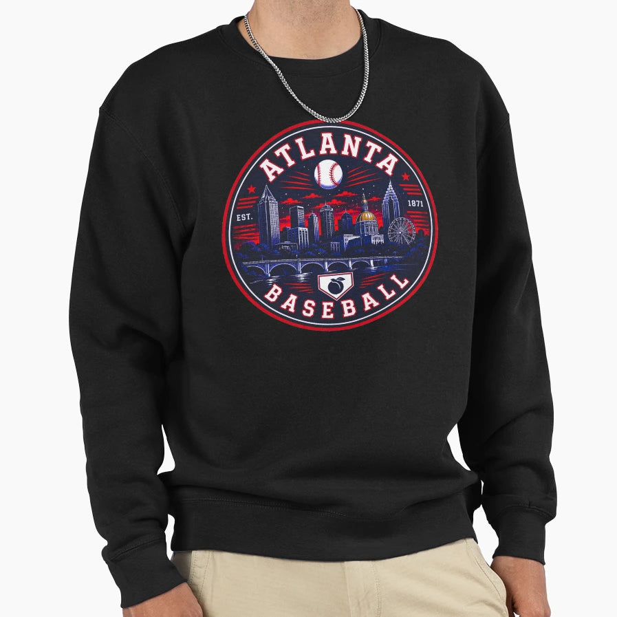 Atlanta Baseball Logo Southern Hoodie - Casual Everyday Wear for Adults - T-Shirt, Sweatshirt, Hoodie