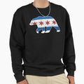 Chicago Flag Walking Bear Grunge Sweatshirt - Trendy Graphic Men Women - T-Shirt, Sweatshirt, Hoodie