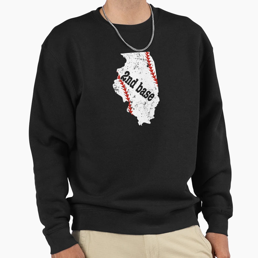 Second Base Baseball Illinois T-Shirt - Casual Everyday Wear for Adults - T-Shirt, Sweatshirt, Hoodie