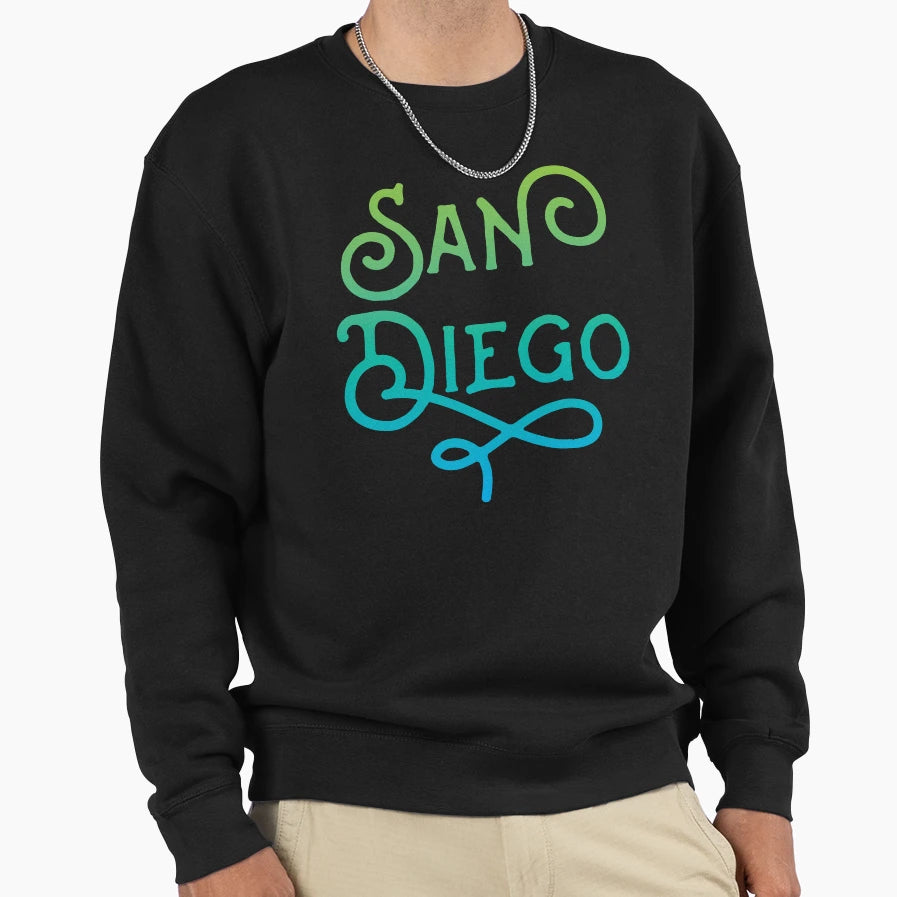 San Diego California Typographic Sweatshirt - Trendy Graphic Unisex - T-Shirt, Sweatshirt, Hoodie