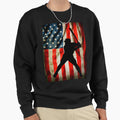 American Baseball Player And Usa Flag Sweatshirt - Streetwear Style Unisex - T-Shirt, Sweatshirt, Hoodie