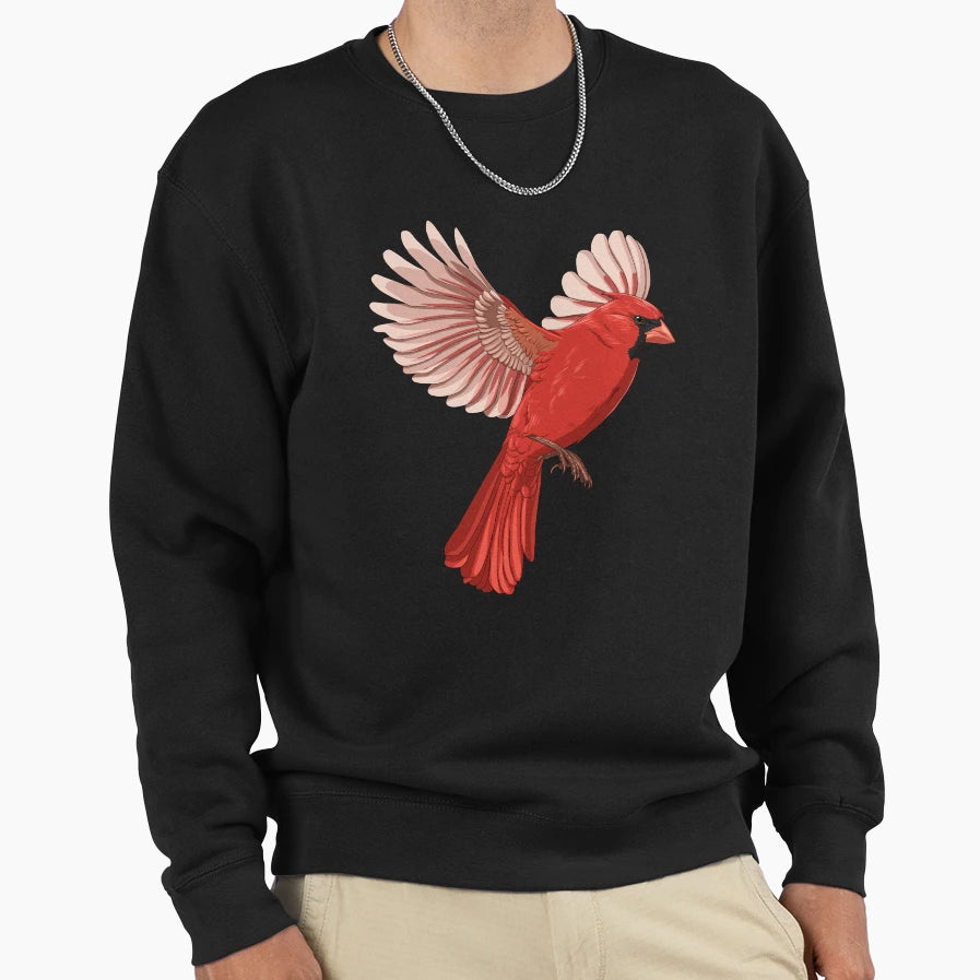 Flying Bird Northern Cardinal Sweatshirt - Trendy Graphic Men Women - T-Shirt, Sweatshirt, Hoodie