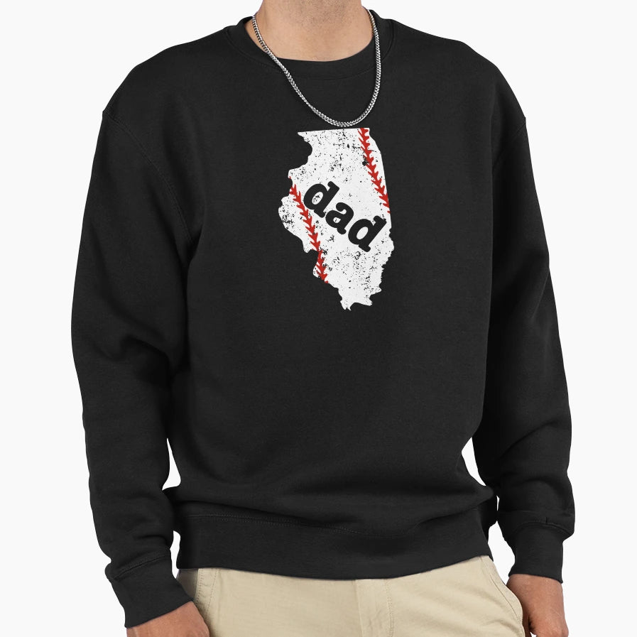 Funny Dad Baseball Illinois Dads T-Shirt - Unique Graphic for Adults - T-Shirt, Sweatshirt, Hoodie