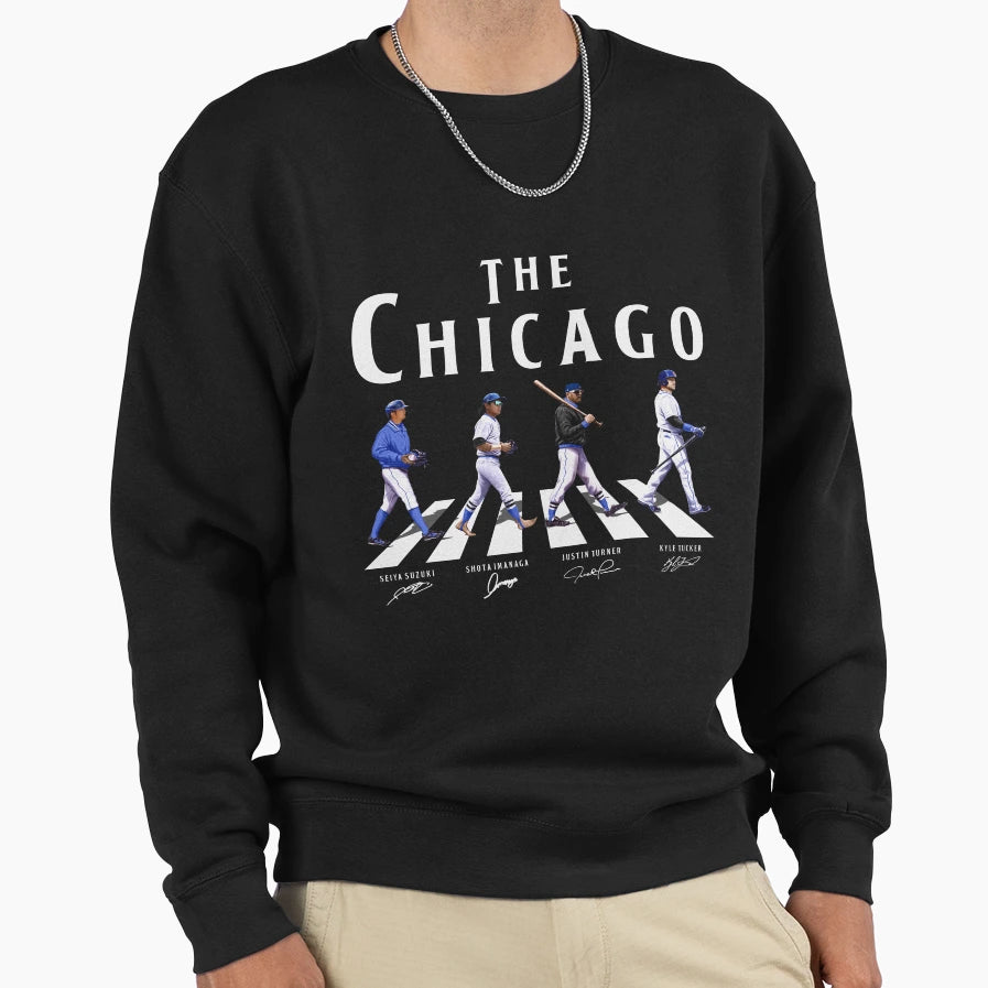 Chicago Walking Road Baseball Sweatshirt - Trendy Graphic Men Women - T-Shirt, Sweatshirt, Hoodie