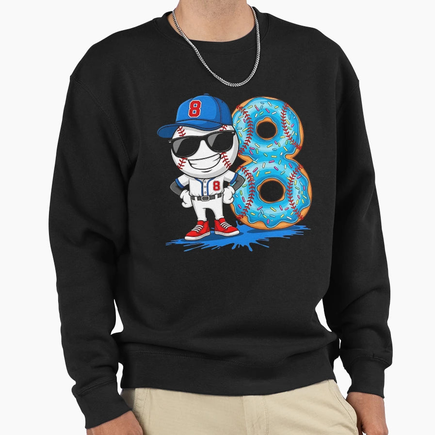 Baseball 8 Year Old Ice Cream Drip 8Th Sweatshirt - Trendy Graphic Unisex - T-Shirt, Sweatshirt, Hoodie