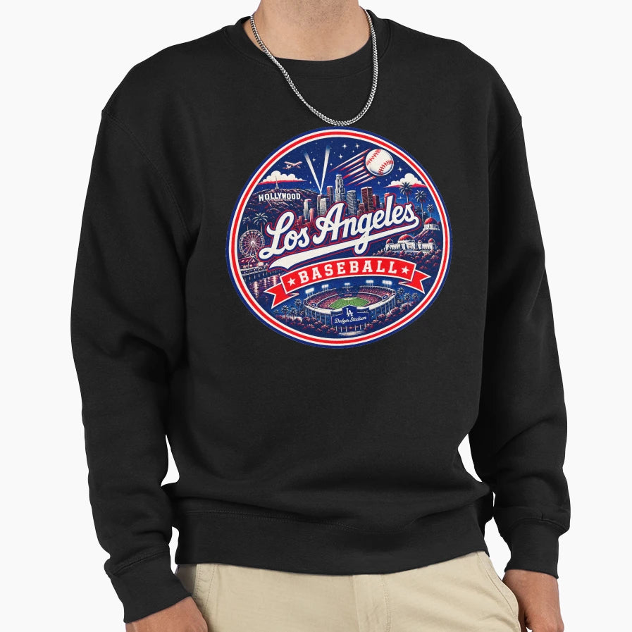Los Angeles Baseball Red Navy City Sweatshirt - Custom Art Print Men Women - T-Shirt, Sweatshirt, Hoodie