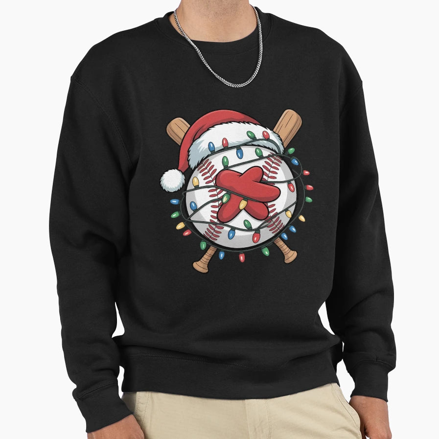Santa Sports Baseball Player Sweatshirt - Novelty Apparel Unisex - T-Shirt, Sweatshirt, Hoodie