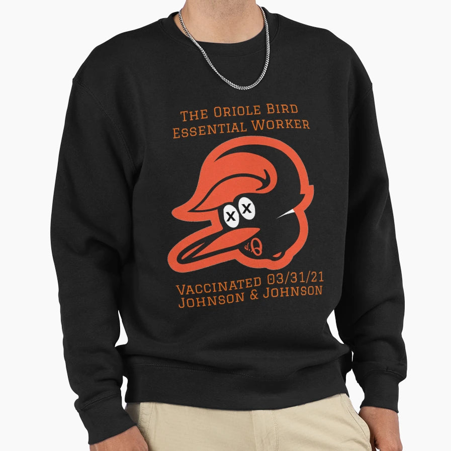 Oriole Bird Worker Baltimore Sweatshirt - Custom Art Print for Adults - T-Shirt, Sweatshirt, Hoodie