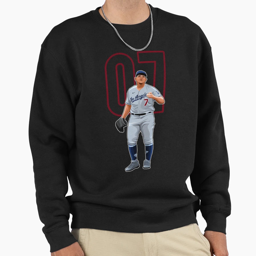 Julio Urias Los Angeles 7 Number Sweatshirt - Custom Art Print Men Women - T-Shirt, Sweatshirt, Hoodie