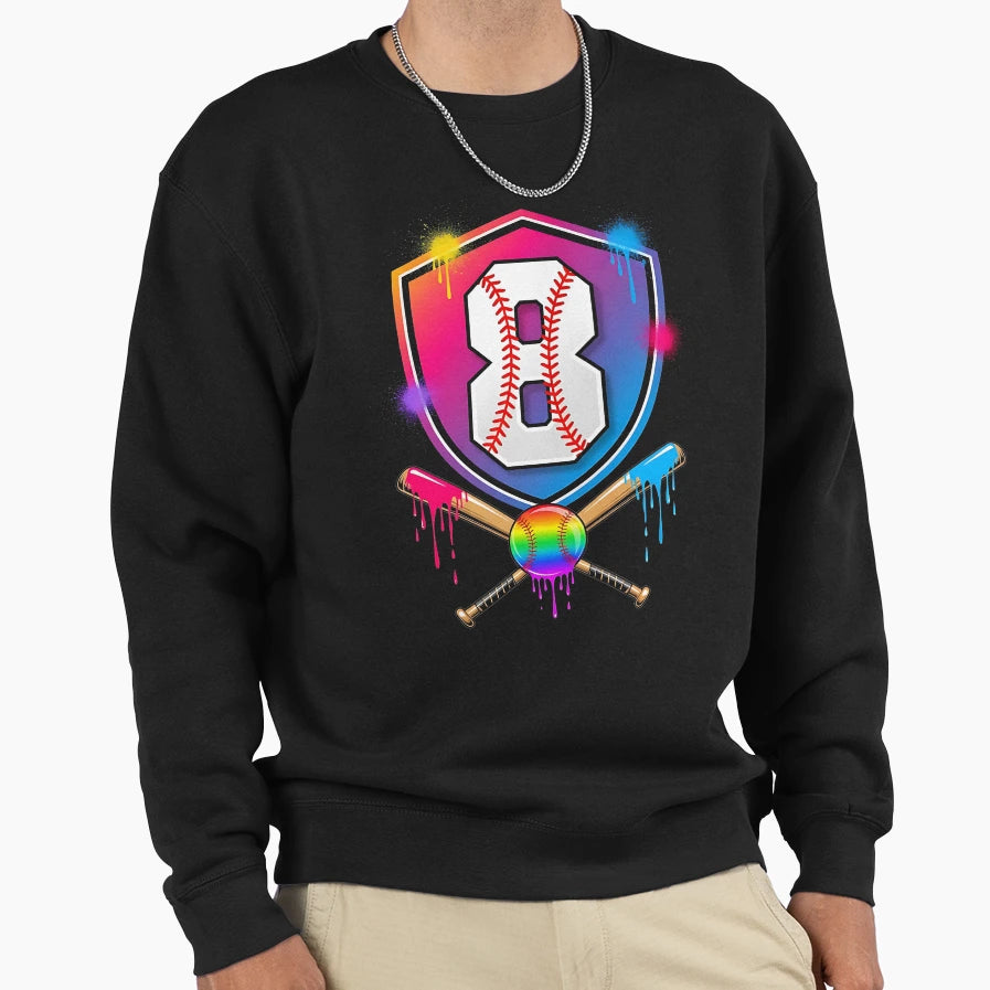 Baseball Drip 8Th Birthday Sweatshirt - Casual Everyday Wear for Adults - T-Shirt, Sweatshirt, Hoodie