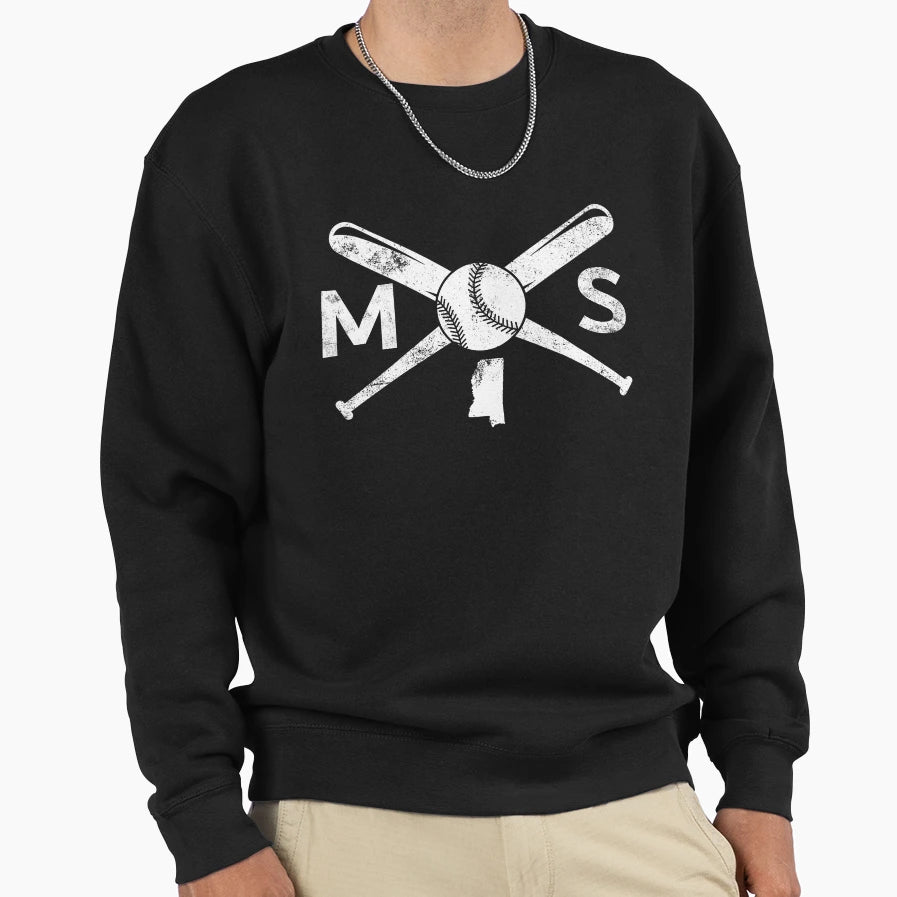 Mississippi Baseball Love Ms Sweatshirt - Fun Novelty Design Men Women - T-Shirt, Sweatshirt, Hoodie