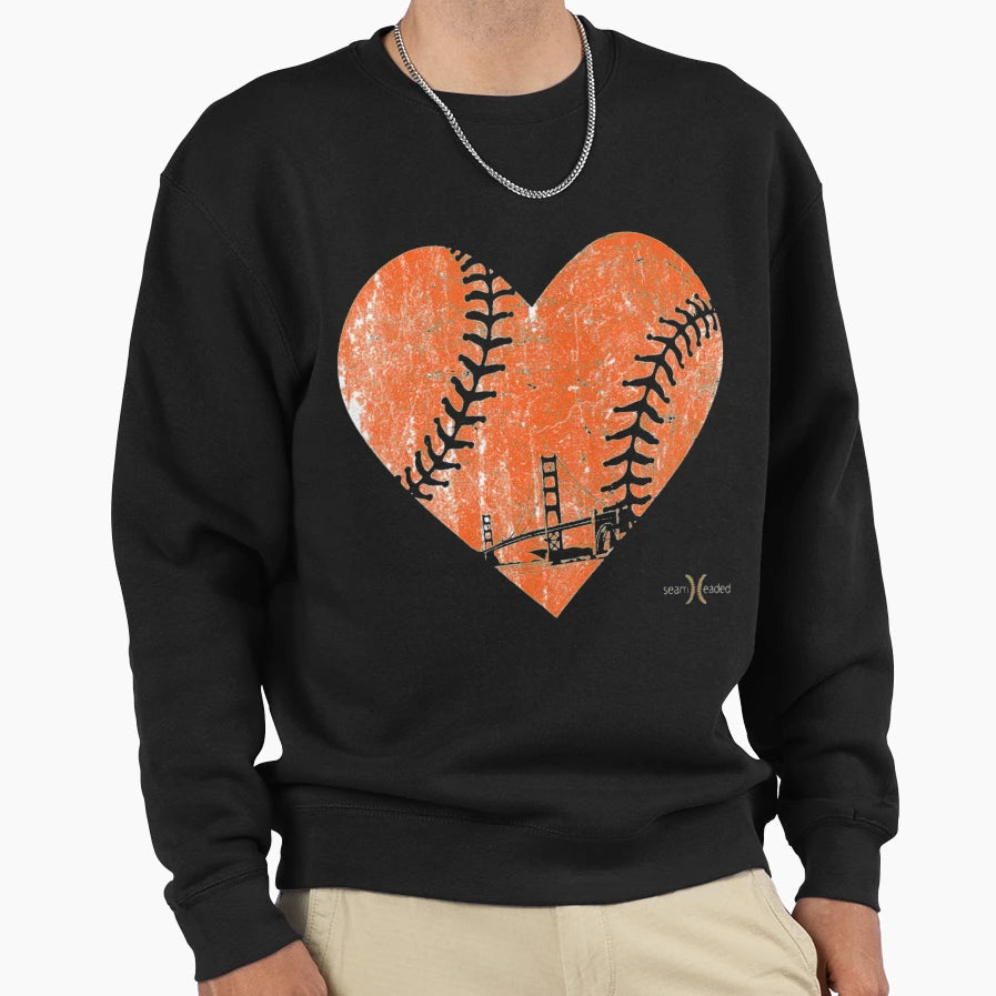 San Francisco Baseball Heart Sweatshirt - Aesthetic Graphic for Adults - T-Shirt, Sweatshirt, Hoodie