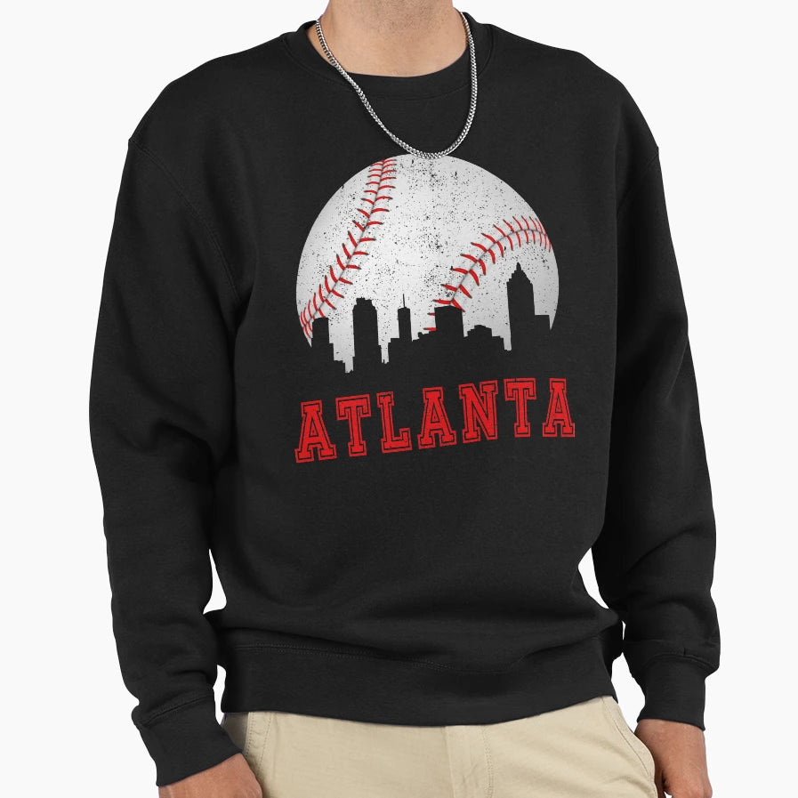 Atlanta Baseball Skyline Sweatshirt - Custom Art Print Men Women - T-Shirt, Sweatshirt, Hoodie