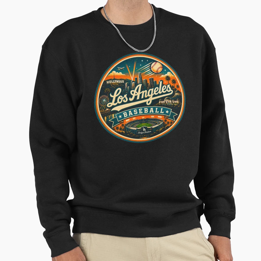 Los Angeles Baseball Teal Orange Sweatshirt - Unique Graphic Men Women - T-Shirt, Sweatshirt, Hoodie