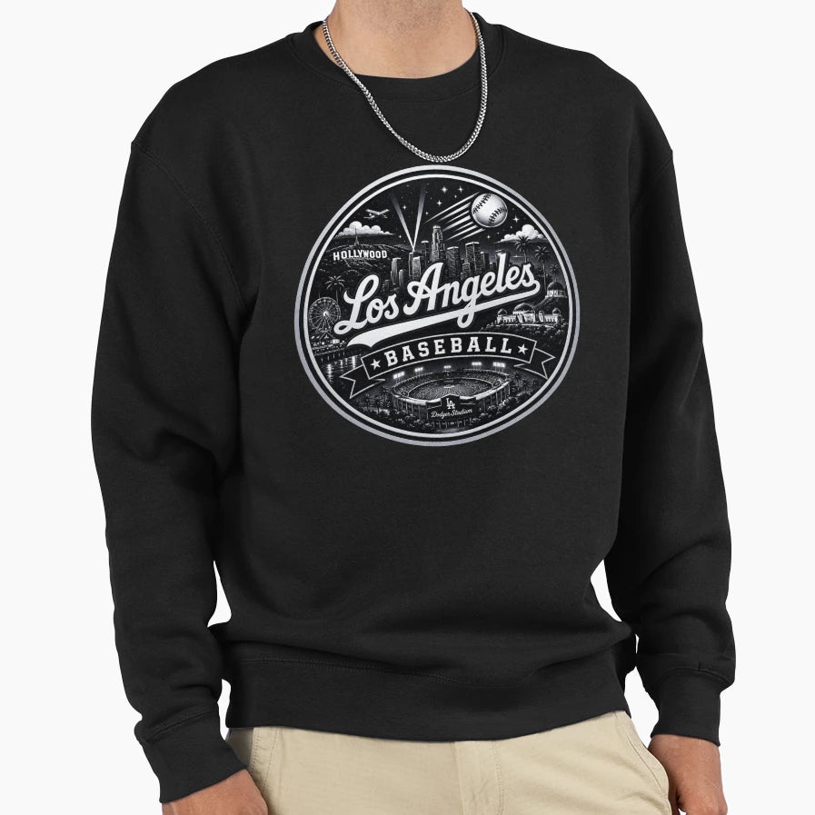 Los Angeles Baseball Black Silver Sweatshirt - Graphic Print Men Women - T-Shirt, Sweatshirt, Hoodie