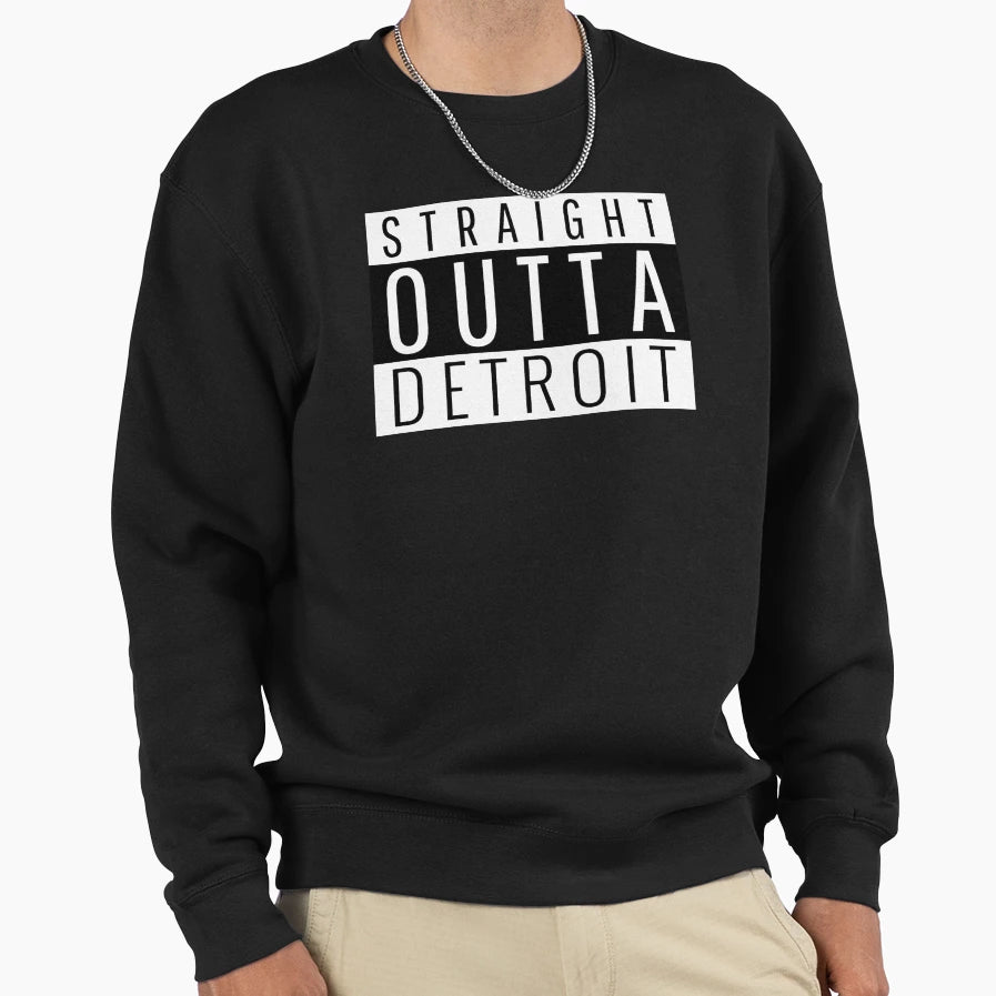 Straight Outta Detroit Michigan Sweatshirt - Minimalist Print Men Women - T-Shirt, Sweatshirt, Hoodie