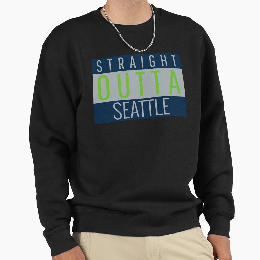 Straight Outta Seattle Football Sweatshirt - Aesthetic Graphic for Adults - T-Shirt, Sweatshirt, Hoodie