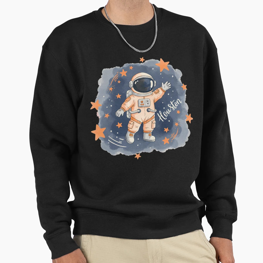 Houston Baseball Astronaut Sweatshirt - Graphic Print for Adults - T-Shirt, Sweatshirt, Hoodie
