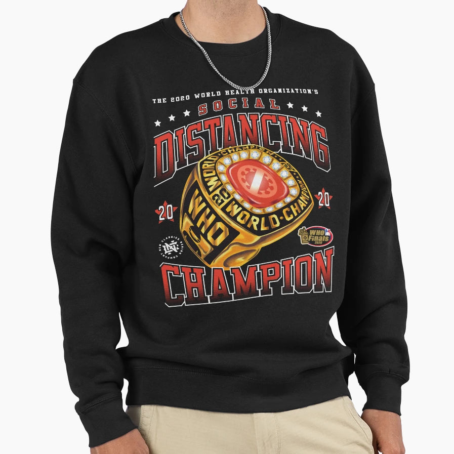 Social Distancing Champion Black Png T-Shirt - Custom Art Print Unisex - T-Shirt, Sweatshirt, Hoodie