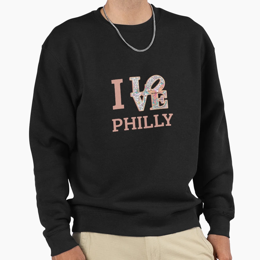 I Love Sign Philly Sweatshirt - Minimalist Print for Adults - T-Shirt, Sweatshirt, Hoodie