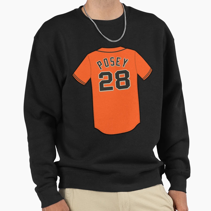 Buster Posey Jersey Sweatshirt - Novelty Apparel for Adults - T-Shirt, Sweatshirt, Hoodie