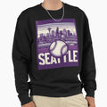 Cityscape Seattle Baseball Sweatshirt - Minimalist Print Unisex - T-Shirt, Sweatshirt, Hoodie