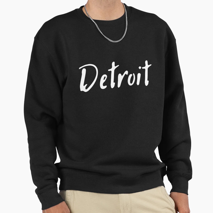 Detroit Writing Sweatshirt - Novelty Apparel Men Women - T-Shirt, Sweatshirt, Hoodie