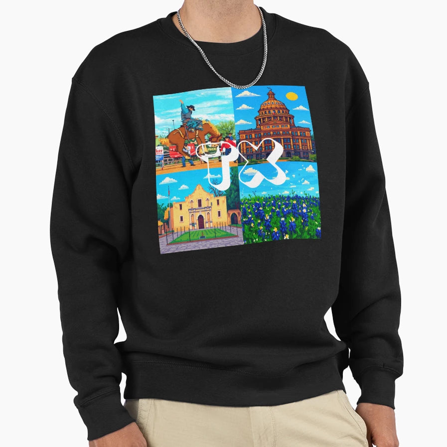 Texas Pixel Art Usa State Landmarks T-Shirt - Streetwear Style Men Women - T-Shirt, Sweatshirt, Hoodie