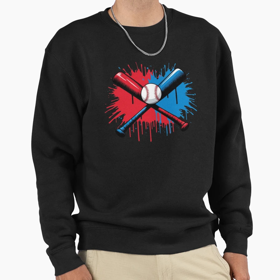 American Red Blue Baseball Crossed Sweatshirt - Unique Graphic Men Women - T-Shirt, Sweatshirt, Hoodie