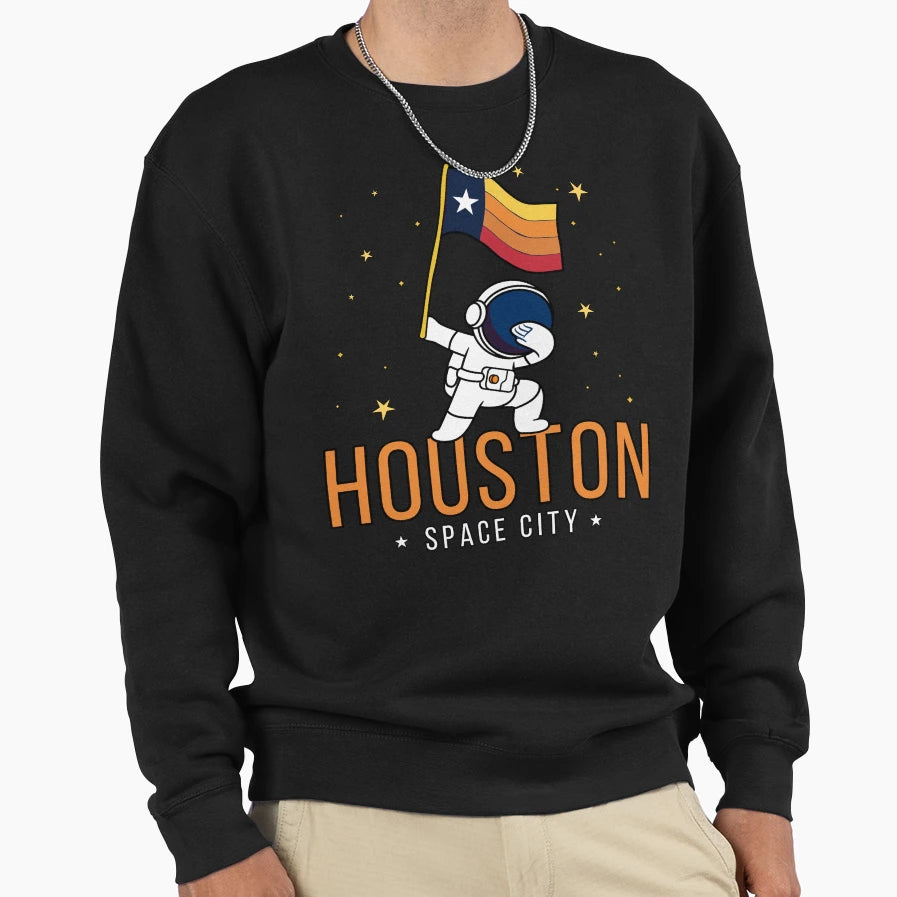 Houston Space City Astronaut Sweatshirt - Casual Everyday Wear for Adults - T-Shirt, Sweatshirt, Hoodie