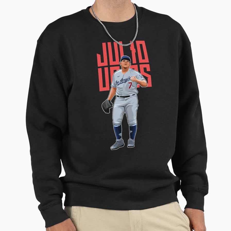 Julio Urias Reaction 7 Bold Sweatshirt - Novelty Apparel Men Women - T-Shirt, Sweatshirt, Hoodie