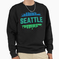 Blue And Green Seattle Skyline Sweatshirt - Unique Graphic Men Women - T-Shirt, Sweatshirt, Hoodie