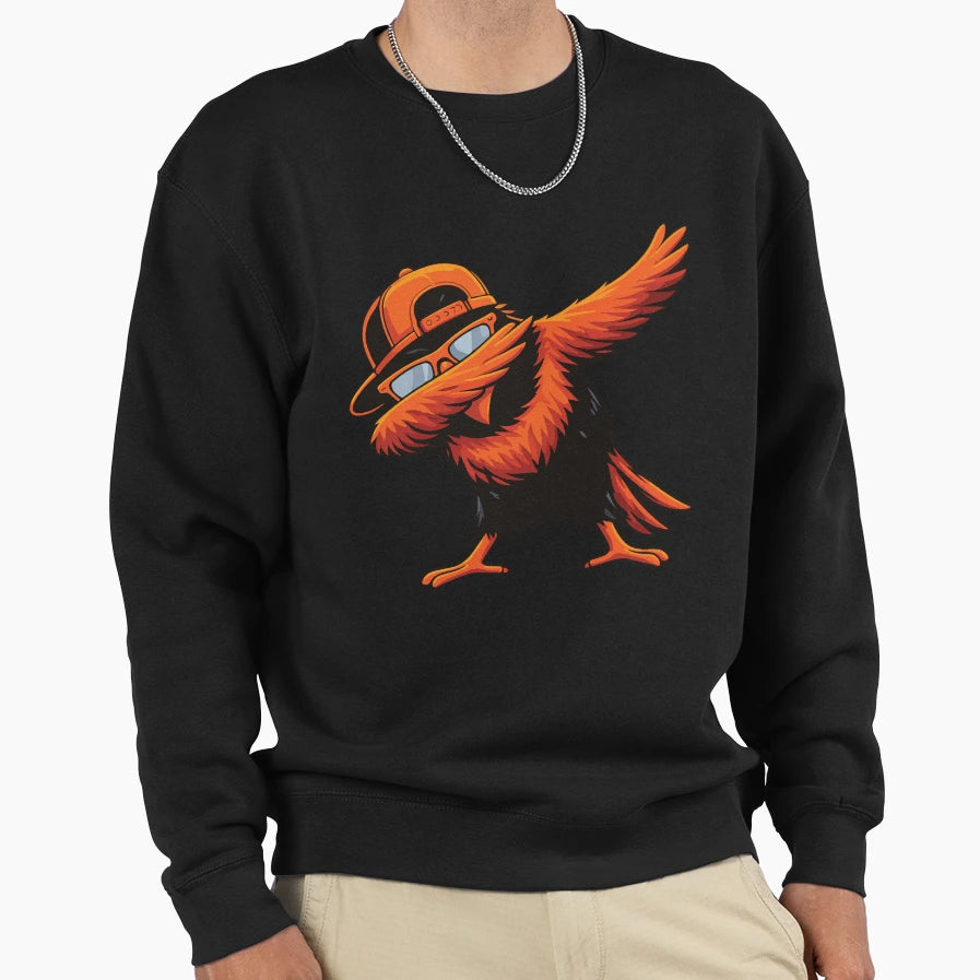 Dabbing Orange Bird Funny Meme Sweatshirt - Aesthetic Graphic Unisex - T-Shirt, Sweatshirt, Hoodie
