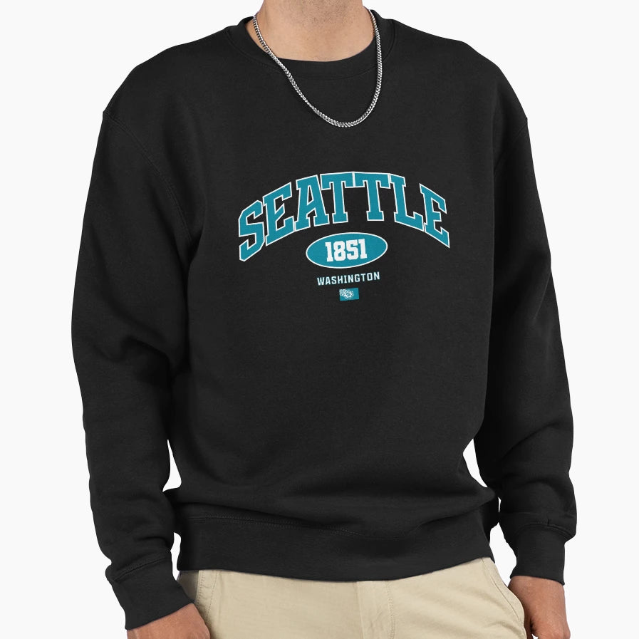 Seattle 1851 Washington College City Sweatshirt - Minimalist Print Unisex - T-Shirt, Sweatshirt, Hoodie