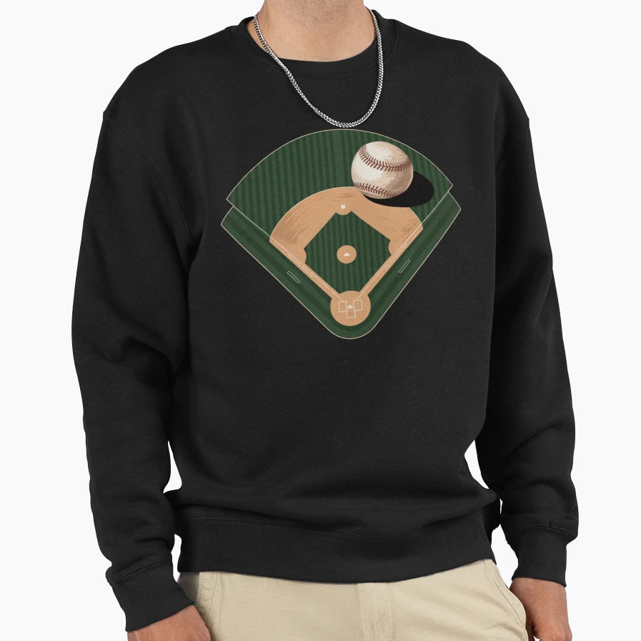 Baseball Field Layout Sweatshirt - Casual Everyday Wear for Adults - T-Shirt, Sweatshirt, Hoodie