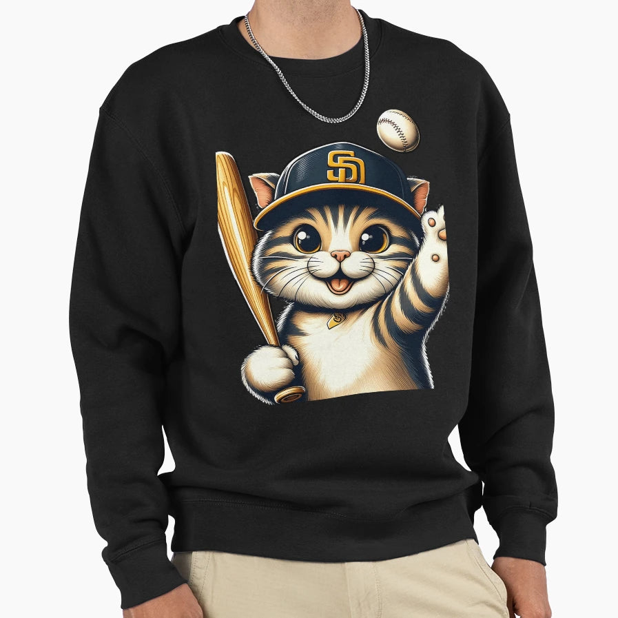 Padres Cat Sweatshirt - Trendy Graphic for Adults - T-Shirt, Sweatshirt, Hoodie