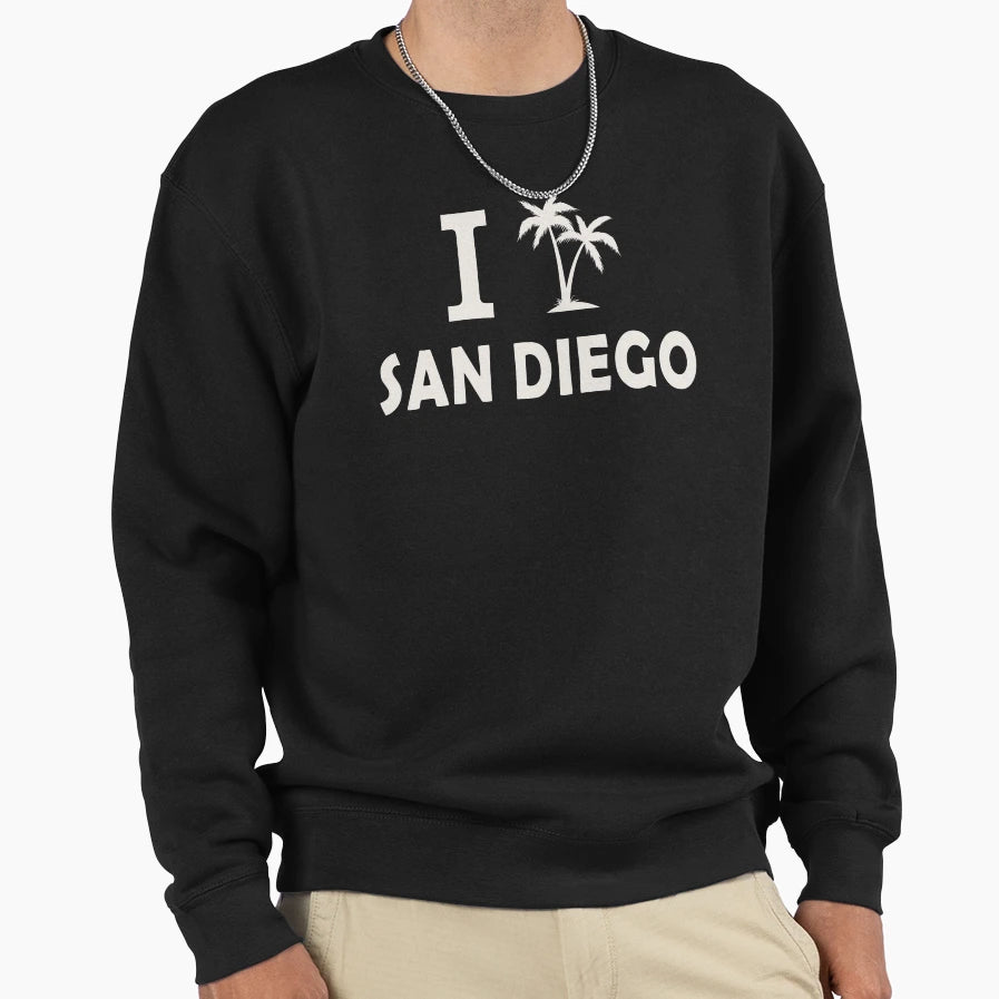 I Love San Diego Palm Trees Sweatshirt - Minimalist Print Unisex - T-Shirt, Sweatshirt, Hoodie
