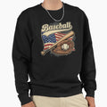 Baseball American Flag Baseball Sweatshirt - Aesthetic Graphic Unisex - T-Shirt, Sweatshirt, Hoodie