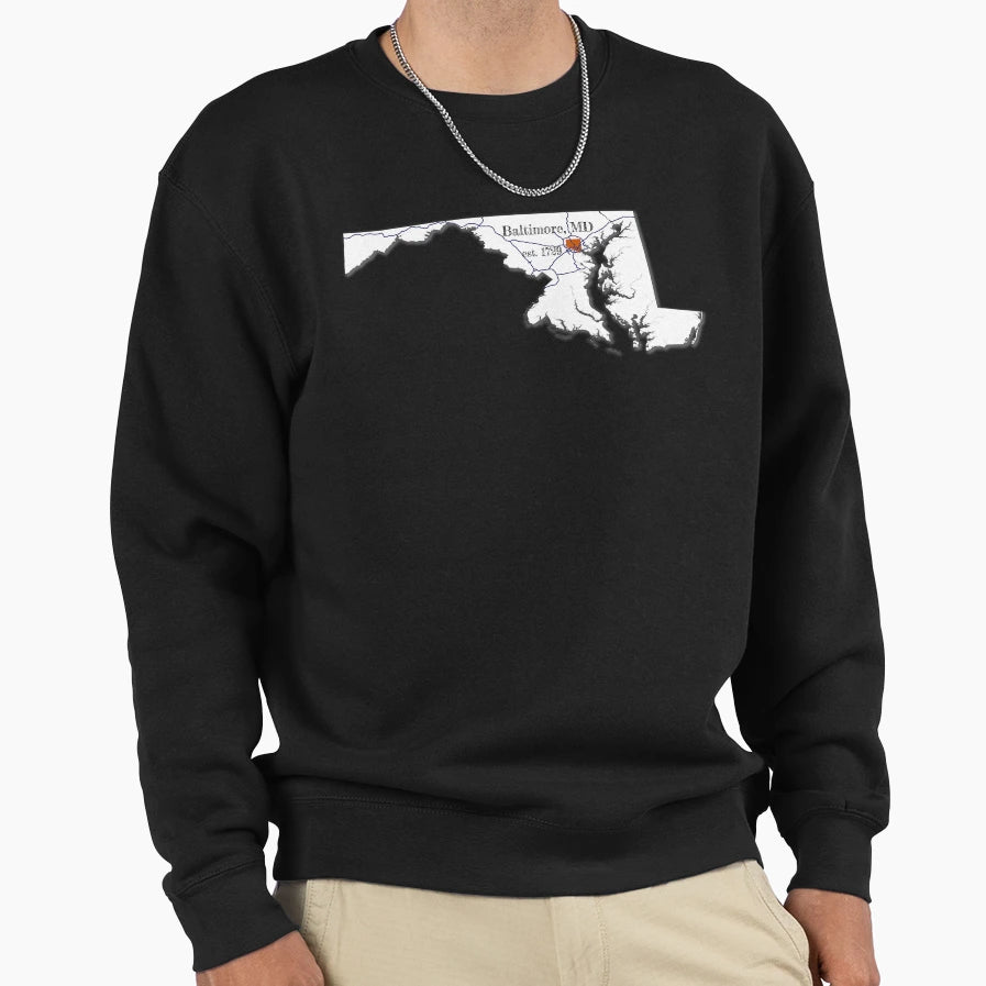 Baltimore Md White Sweatshirt - Casual Everyday Wear Men Women - T-Shirt, Sweatshirt, Hoodie