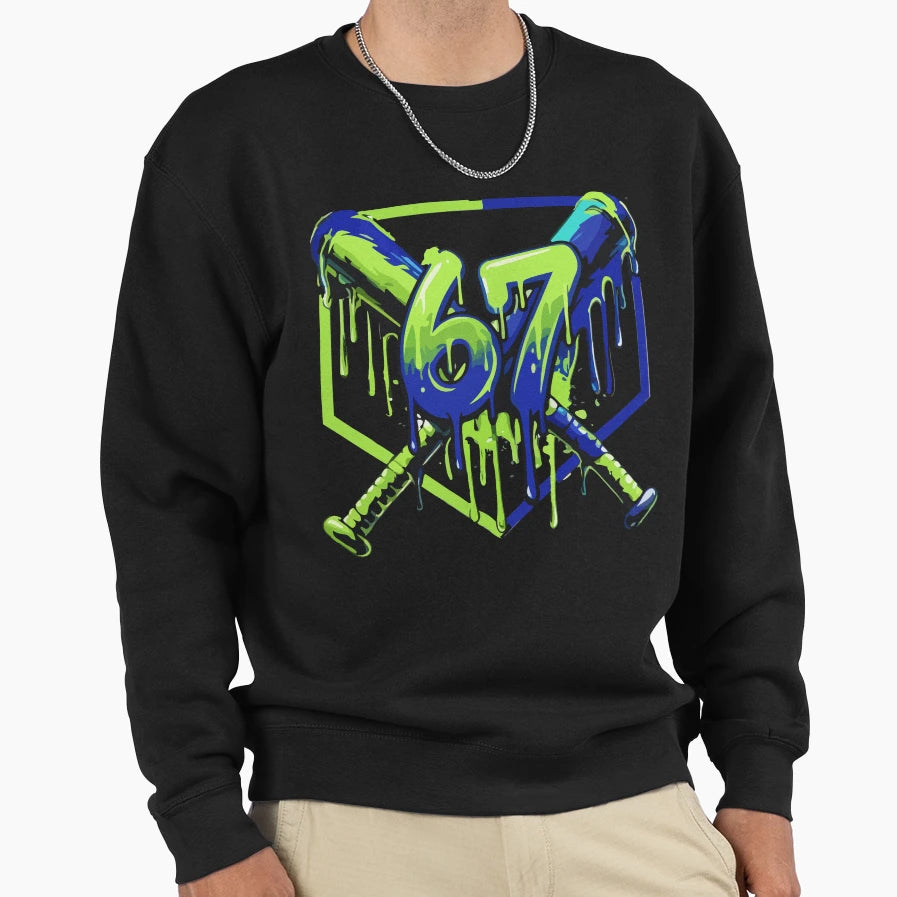 67 Baseball Drip Effect Urban 6 7 Sweatshirt - Trendy Graphic for Adults - T-Shirt, Sweatshirt, Hoodie