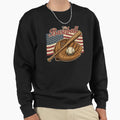 American Flag Baseball Player Bat Sweatshirt - Unique Graphic Men Women - T-Shirt, Sweatshirt, Hoodie
