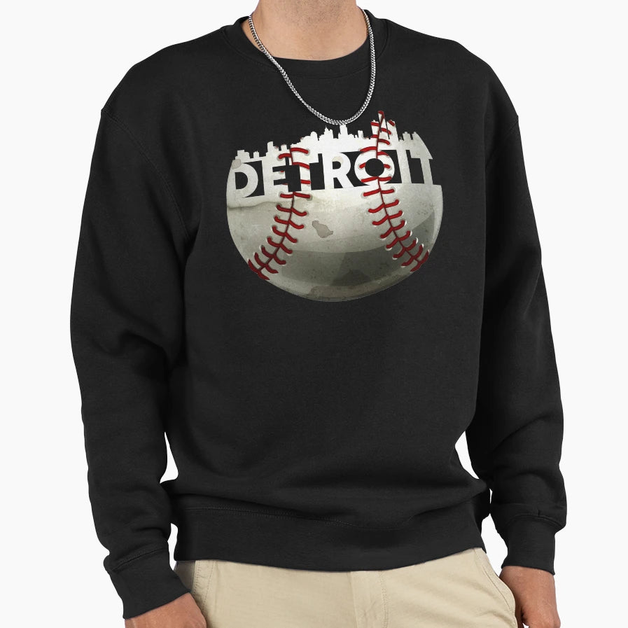 Unique Detroit Baseball Ball Detroit Sweatshirt - Minimalist Print Unisex - T-Shirt, Sweatshirt, Hoodie