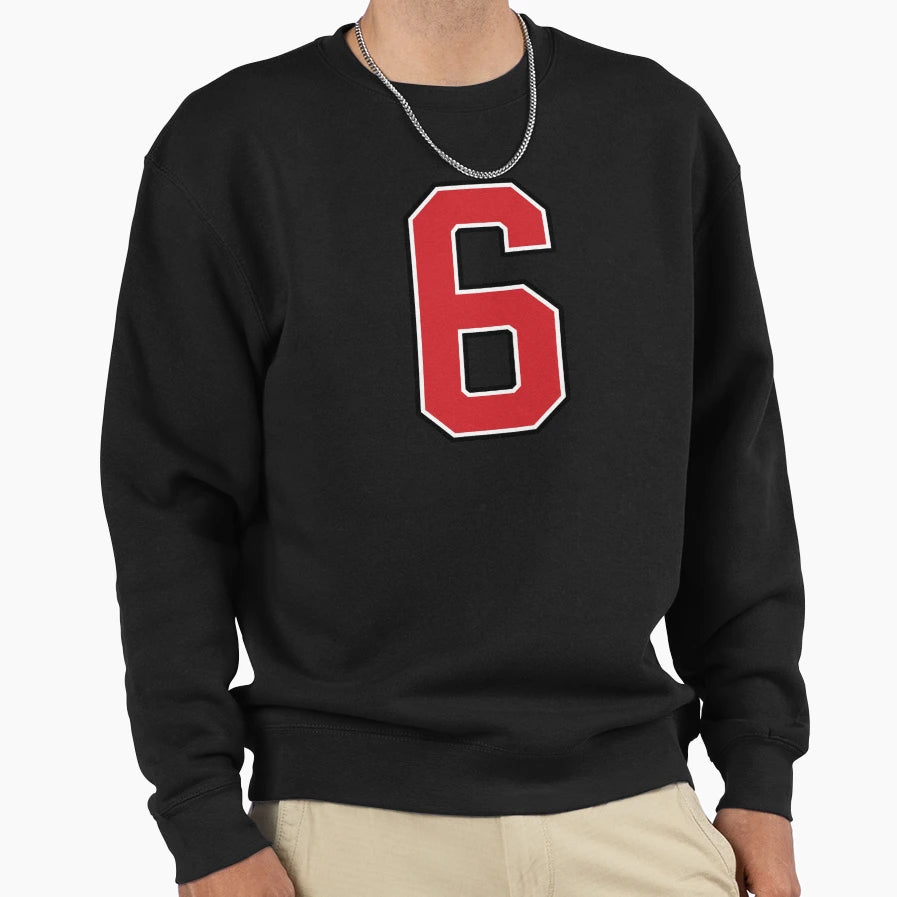 Sports Number 6 Red Black Color Sweatshirt - Trendy Graphic Men Women - T-Shirt, Sweatshirt, Hoodie