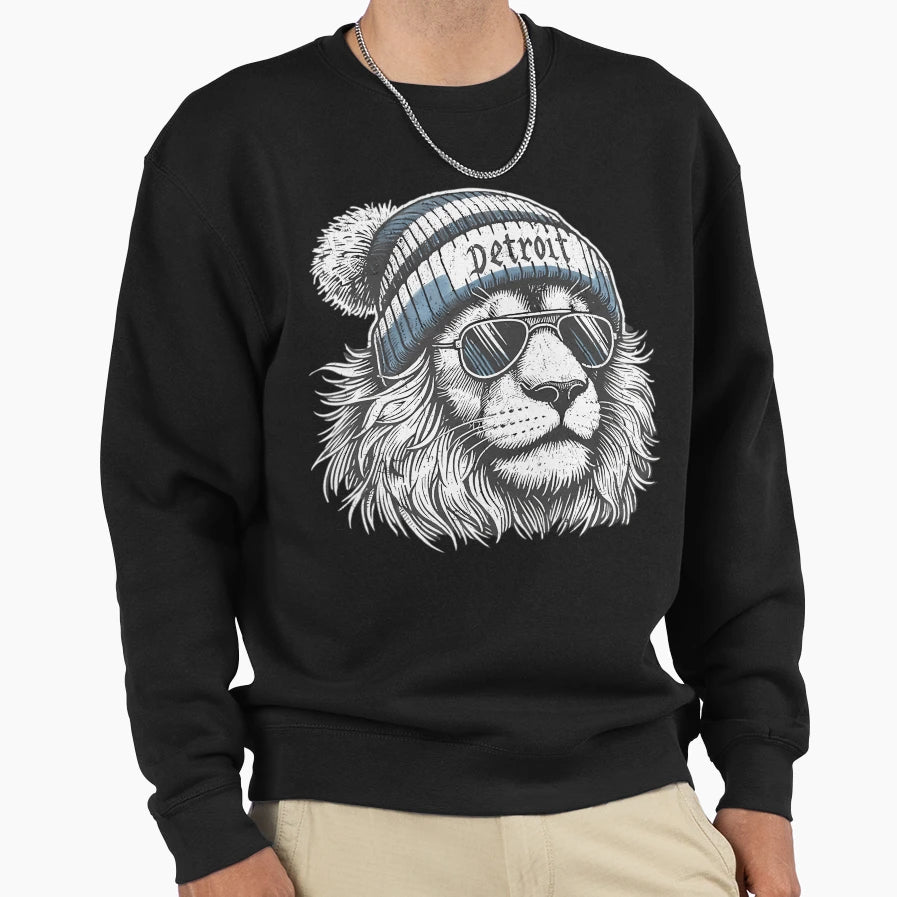 Detroit Lions Football Lion Sweatshirt - Fun Novelty Design for Adults - T-Shirt, Sweatshirt, Hoodie