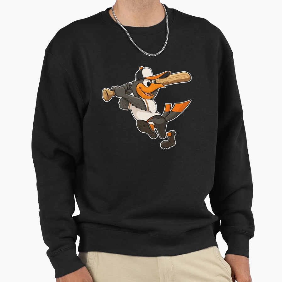 Oriole Bird Mascot Baltimore Sweatshirt - Trendy Graphic for Adults - T-Shirt, Sweatshirt, Hoodie