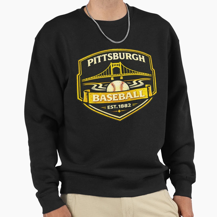 Pittsburgh Baseball Badge Est 1882 T-Shirt - Novelty Apparel Men Women - T-Shirt, Sweatshirt, Hoodie