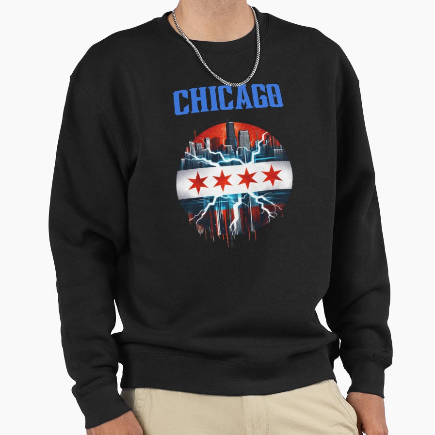 Chicago City Lightning Sweatshirt - Minimalist Print for Adults - T-Shirt, Sweatshirt, Hoodie