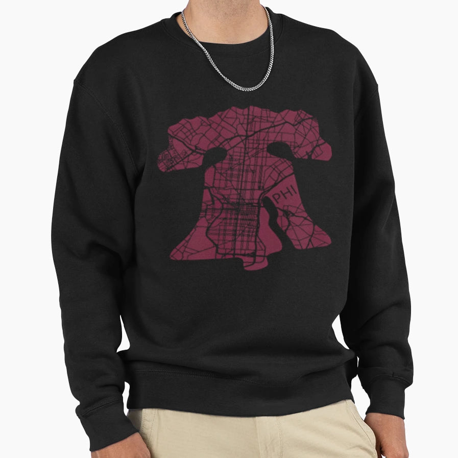 Philadelphia Street Map Liberty Sweatshirt - Trendy Graphic for Adults - T-Shirt, Sweatshirt, Hoodie