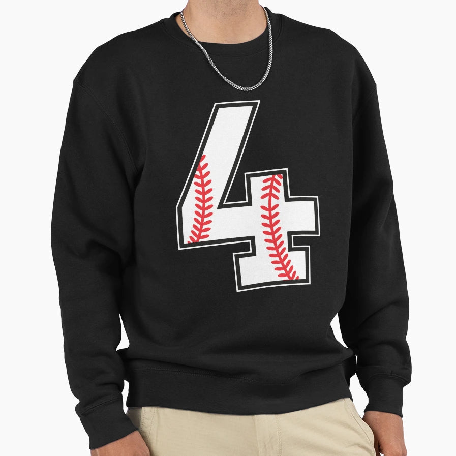 Baseball Number 4 Sweatshirt - Fun Novelty Design Men Women - T-Shirt, Sweatshirt, Hoodie