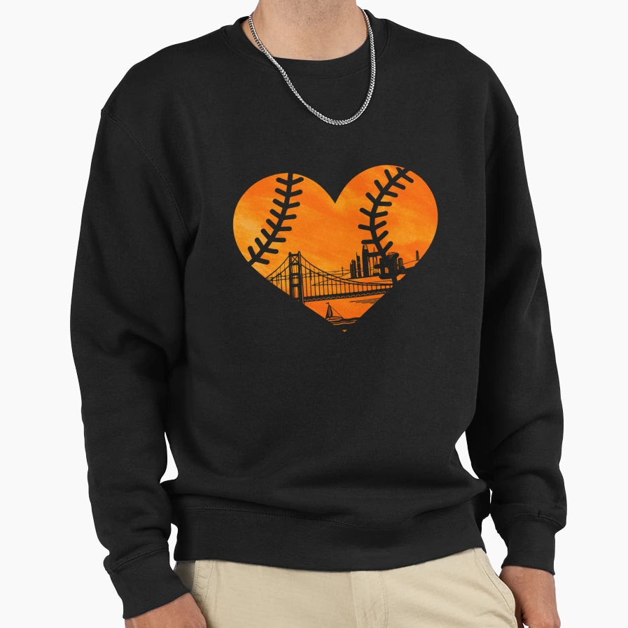 Us State San Francisco Baseball Hear Sweatshirt - Fun Novelty Design Unisex - T-Shirt, Sweatshirt, Hoodie